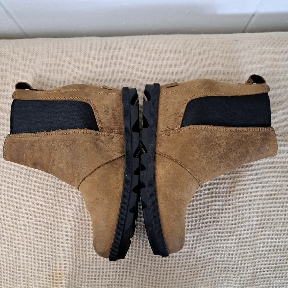 Sorel Joan Of Arctic Chelsea Wedge Boot Sz6.5 Tan Brown Leather